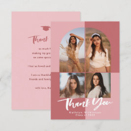 Elegant Roos Roze Arch 4 Foto Afstuderen Bedankkaart