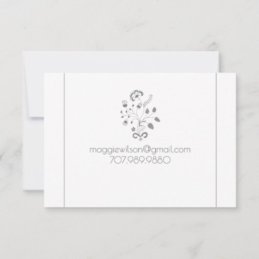 Elegant Roos Roze Bloemen Wijnstok Script Naam Notitiekaartje (Achterkant)