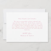 Elegant Roos Roze Bow Fotobruiloft Bedankkaart (Achterkant)