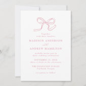 Elegant Roos Roze Bow Fotobruiloft Kaart (Voorkant)