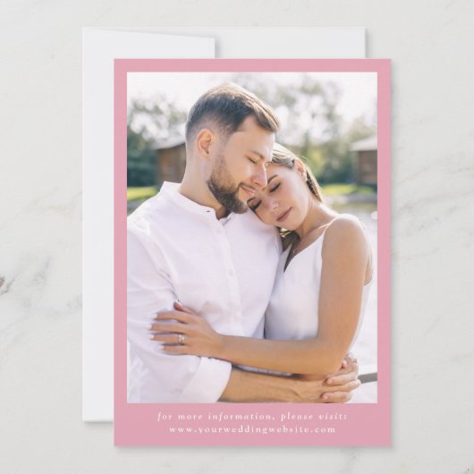 Elegant Roos Roze Bow Fotobruiloft Save The Date (Achterkant)