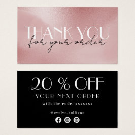 elegant roos roze dank je creditcard visitekaartje