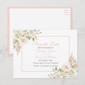 Elegant Roos Roze Floral bespaart de datum van de Aankondigingskaart (Voorkant / Achterkant)