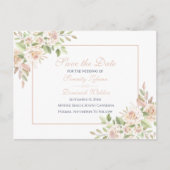 Elegant Roos Roze Floral bespaart de datum van de Aankondigingskaart (Voorkant)