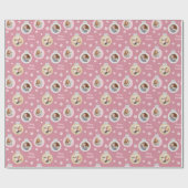 Elegant Roos Roze Foto Ornamenten Aangepast kerstf Cadeaupapier (Vlak)