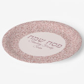 Elegant Roos Roze Glitter Hebreeuws Happy Passover Papieren Bordje (Gekanteld)