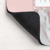 Elegant Roos roze goudkleurig marmer grijze MONOGR Muismat (Hoek)