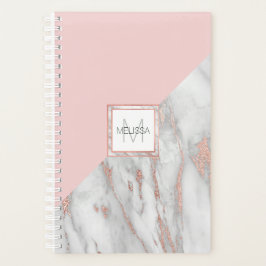 Elegant Roos roze goudkleurig marmer grijze MONOGR Planner