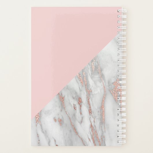 Elegant Roos roze goudkleurig marmer grijze MONOGR Planner (Achterkant)