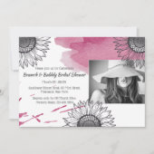 Elegant roos roze grijs DIY foto zonnebloem partij Kaart (Voorkant)