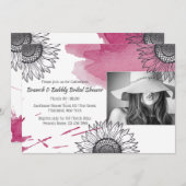 Elegant roos roze grijs DIY foto zonnebloem partij Kaart (Voorkant / Achterkant)