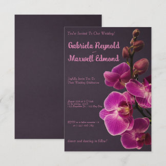 Elegant Roos Roze Orchideeën Bruiloft Kaart