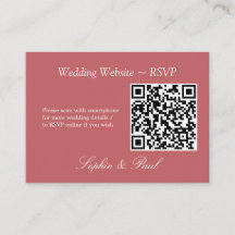 Elegant Roos roze QR-code Website RSVP-kaart