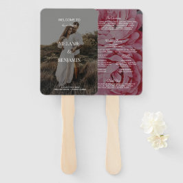 Elegant Roos Roze Romantisch Bloemen Trouwprogramm Handwaaier