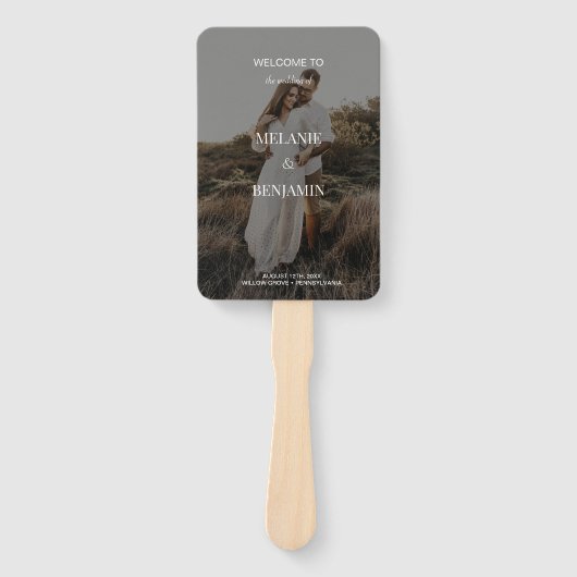 Elegant Roos Roze Romantisch Trouwprogramma Handwaaier (Voorkant)