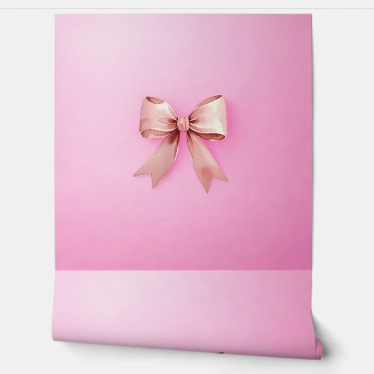 Elegant Roos Roze Satijn Coquette Bow Esthetisch Behang (Afrollen)