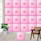 Elegant Roos Roze Satijn Coquette Bow Esthetisch Behang