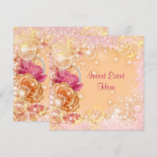 Elegant  roos roze sinaasappel kaart (Voorkant / Achterkant)