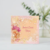 Elegant roos roze sinaasappel kaart (Staand voorkant)