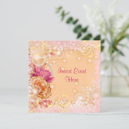 Elegant  roos roze sinaasappel kaart (Staand voorkant)