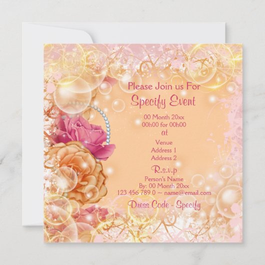 Elegant  roos roze sinaasappel kaart (Achterkant)