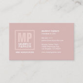 Elegant Roos Roze Square Monogram Logo Visitekaartje (Voorkant)