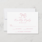 Elegant Roos Roze strik bruiloft RSVP Kaartje (Voorkant)