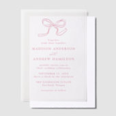 Elegant Roos Roze strik bruiloft Vellum Uitnodigingen (Offset)