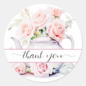 Elegant Roos Roze Tea Party Bedankt Sticker (Voorkant)