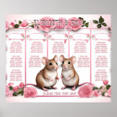 Elegant Roos Roze Trouwtafel Plan Poster (Voorkant)