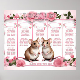 Elegant Roos Roze Trouwtafel Plan Poster