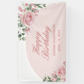 Elegant Roos Roze Verjaardag Banner (Verticaal)