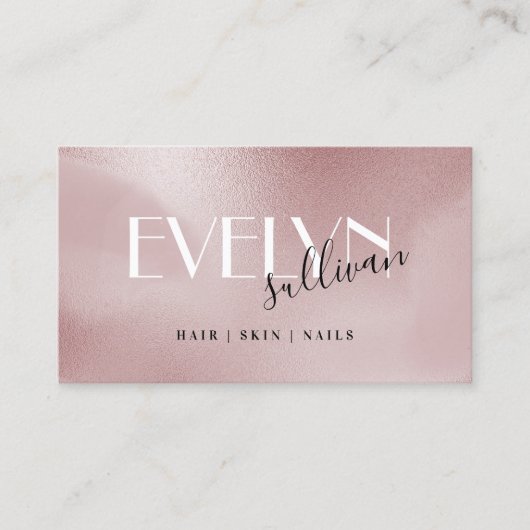 elegant roos roze visitekaartje (Voorkant)