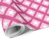 Elegant Roos Roze Wit Sterren Patroon Leuk cadeau Cadeaupapier (Rol Hoek)