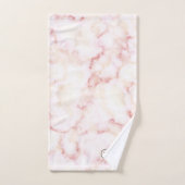 Elegant Roos roze witte marmer zwart monogram Bad Handdoek (Handdoek)