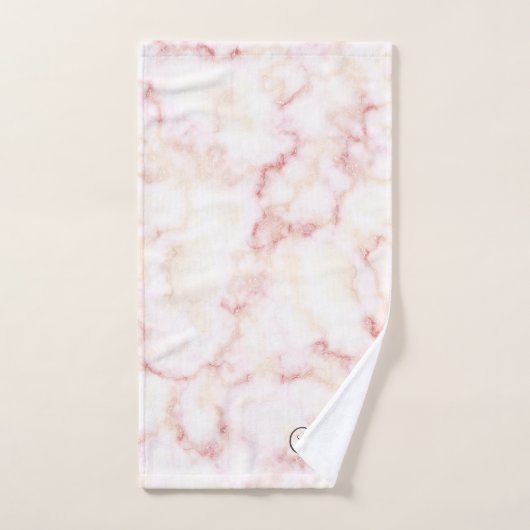 Elegant Roos roze witte marmer zwart monogram Bad Handdoek (Handdoek)