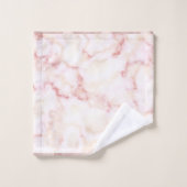 Elegant Roos roze witte marmer zwart monogram Bad Handdoek (Wasdoekje)