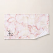 Elegant Roos roze witte marmer zwart monogram Bad Handdoek (Handdoek)