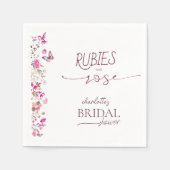 Elegant Roos Ruby Wildflower Vrijgezellenfeest Servet (Voorkant)