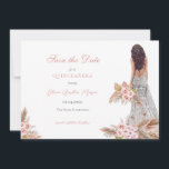 Elegant Roos Script Pampas Grass Quinceañera Save The Date<br><div class="desc">Elegant Roos Pampas Grass Quinceañera Save the Date</div>