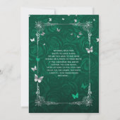 Elegant Roos Silver Green Quinceanera Kaart (Achterkant)