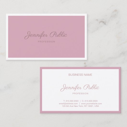 Elegant  Roos Sjabloon Kleur handschrift Visitekaartje (Voorkant / Achterkant)