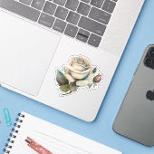 Elegant Roos Sticker (Laptop met iPhone)