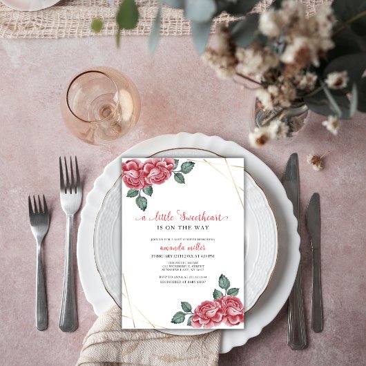 Elegant Roos Sweetheart Valentijn Baby shower Kaart