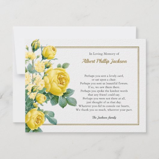 Elegant Roos Sympathie Uitvaart Dank u kaart (Voorkant)