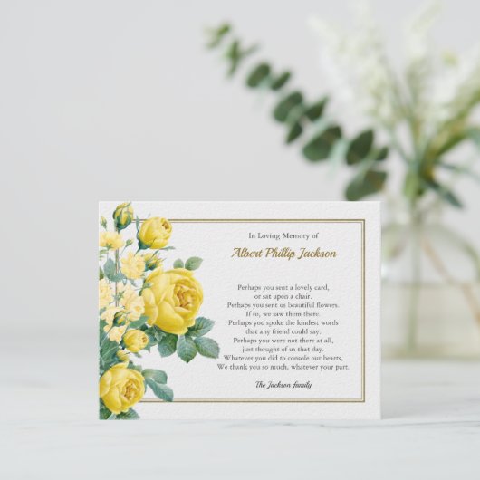 Elegant Roos Sympathie Uitvaart Dank u kaart (Staand voorkant)