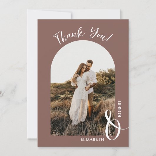 Elegant Roos Taupe trouwfoto Bedankkaart (Voorkant)
