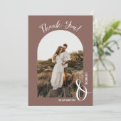 Elegant Roos Taupe trouwfoto Bedankkaart (Staand voorkant)