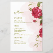 Elegant Roos-thema bruiloft menu (Voorkant)