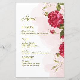 Elegant Roos-thema bruiloft menu